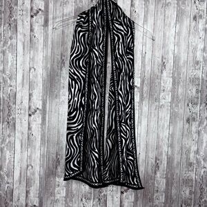 DKNY Satin Zebra-Print Logo Scarf